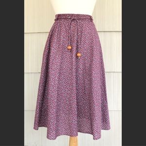 70s Vintage Marilyn Togs Calico Floral Purple Mid Length Skirt XL